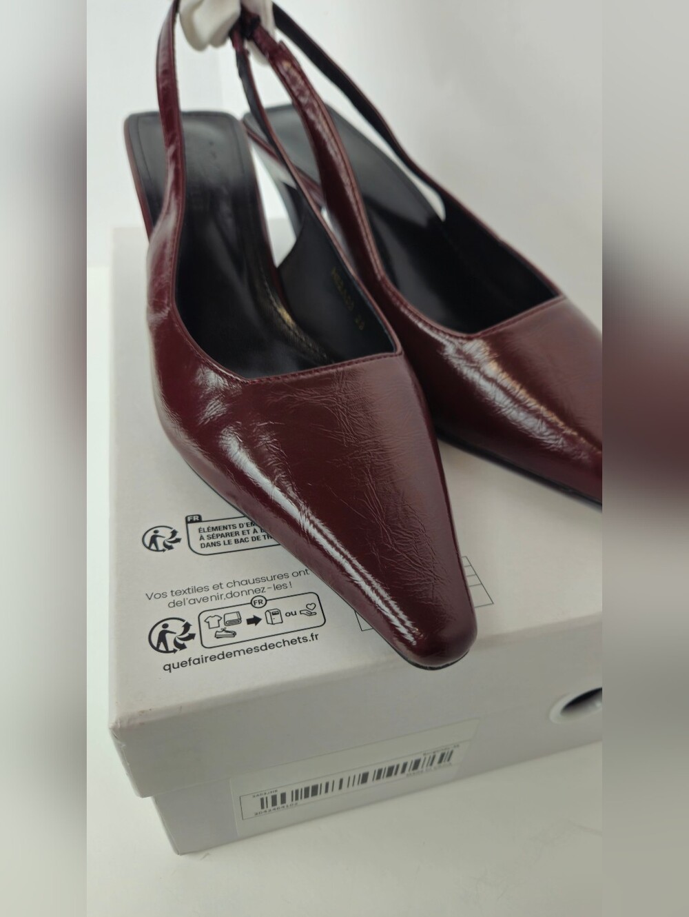 Women's Burgundy Slingback Kitten Heel Pumps - Picture 8 of 11
